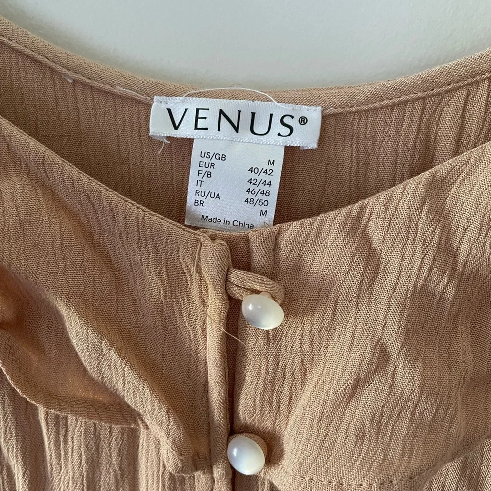 5 for $25 Venus Brand Peach Ruffle-Off-Shoulder Button-Front Maxi Dress - Picture 3 of 12
